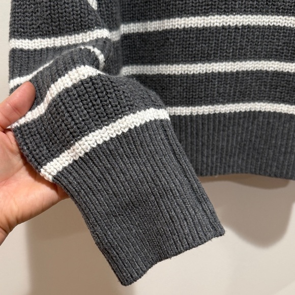 New Faherty Women Mariner Stripe Quarter Zip Sweater XL Chunky Knit Cozy Striped - Picture 10 of 13